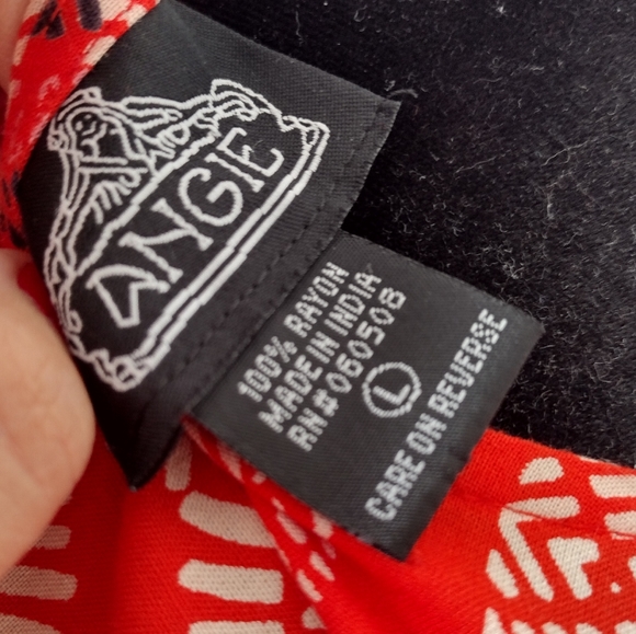 Angie women's boho hippie red orange artisticity midi kimono open cardigan L - Picture 3 of 10